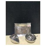 MID-CENTURY CONDIMENT DISH CR/SUGAR AND SPOON NEW