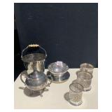 HEAVY ICE BUCKET WOOD HANDLE, SILVERPLATE SERVING