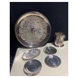 SILVERPLATE SERVING PIECES 8 SILVERPLATE PLATES
