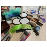 MIRROR, COTTON SWABS, BRUSHES, 6 BARS DOVE, ETC.