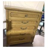 THOMASVILLE 5 DRAWER TALL DRESSER, 48HX40WX20D,
