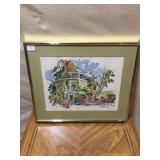 WATERCOLOR BY CECIL R JOHNSON, HOUSE & CARRIAGE