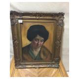 OIL ON CANVAS LADY LOOKING DOWN 25 H X 21 W