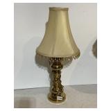 BRASS LAMP WITH BEADED SHADES