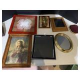 RELIGIOUS PICTURES, FRAMED DOILY, FRAMES