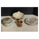 HAND THROWN POTTERY BOWLS AND WHIMSICAL TEA LIGHT