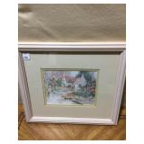 PRINT SIGNED DACINA DARTON, SCENE OF A COTTAGE