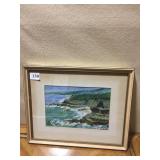 WATERCOLOR OCEAN SCENE UNSIGNED 30.5 H X 15 W