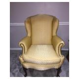 TURNED CARVED LEG FIRE SIDE ARM CHAIR 39" H X 32"