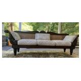 UNIQUE CARVED CANE BACK AND SIDE SOFA WITH