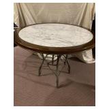 ROUND IRON LEG, MARBLE TOP 30.5" TALL TABLE,