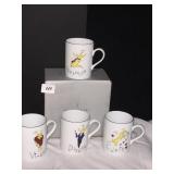 POTTERY BARN SET 4 REINDEER MUGS OB