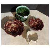 MCCOY GREEN BAMBOO STYLE PLANTER, 2 POTTERY APPLE