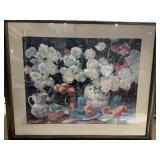 51X43 LARGE FRAMED AND MATTED FLOWERS AND FRUIT