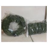 NEW WREATH & GARLAND W/ COLORED LIGHTS