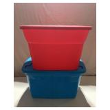 2 STORAGE TOTES, 18 GAL WITH LIDS