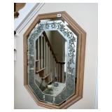 LIGHT WOOD FINISH MIRROR FLOWER DESIGN