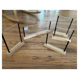 5 WOOD BASE PICTURE FRAMES TOP SWINGS