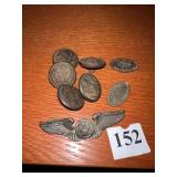 MILITARY BUTTONS, WINGS,