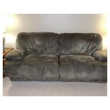 OLIVE GREEN DUAL RECLINE SOFA 92" L -PUSH BUTTON