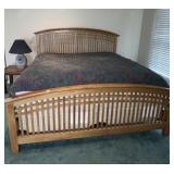 OAK KING SIZE HEADBOARD/FOOTBOARD AND SIDE RAILS