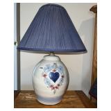 HEART CENTER GLAZED LAMP BLUE SHADE
