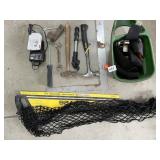 T SQUARE, SAW, SEED SPREADER, HAMMER