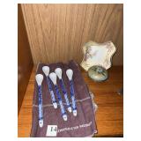 ST. DALFOUR PORCELAIN SPOONS, COVERED BOX, ROYAL