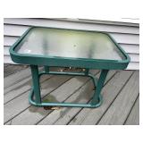 GREEN METAL TABLE 18.5" X 17.5"H X 25" W