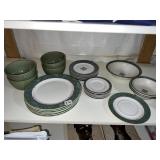 AMALFT GREEN CHINA WITH NON MATCHING BOWLS