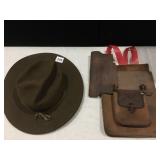 LEATHER POUCH SMOKEY THE BEAR, BOY SCOUTS HAT