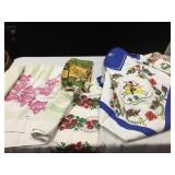 TABLECLOTHS, 2 TEA TOWELS, SOME STAINS