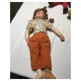 DOLL CLOTH BODY, HARD PLASTIC FACE & HANDS 20"