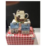 THE VILLAGE TEA POT, CREAMER /SUGAR