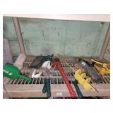 SPRINKLER, GARDEN TOOLS, PIPE WRENCH, DRILL