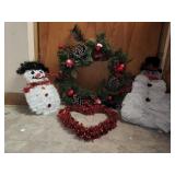 CHRISTMAS WREATH, SNOW MAN, ETC.