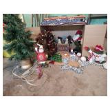CHRISTMAS DECORATIONS, FIBEROPTIC TREE, SNOWMEN,