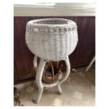 WHITE WICKER PLANT STAND, 12X28 AND STAR SHAPED