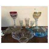 BOHEMIAN CRYSTAL WINE GLASS RED ONE CHIPPED AT
