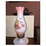 ELECTRIC LAMP W/ MILK GLASS BASE.