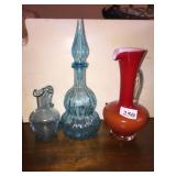 PITCHERS AND BOTTLE W/ STOPPER.