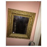 GOLD WOOD FRAME ORNATE SMOKED GLASS MIRROR 30" X
