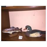 HAND PAINTED DUCK AND FISH DRAKE BY M. AYERS