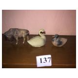 CELLULOID ANIMALS, DUCK ON RIGHT HAS DENT