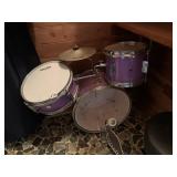DRUM SET MENDI BY CECILIO, W/ STOOL AND CYMBALS