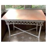 WHITE WICKER WALL TABLE WITH FORMICA TOP,