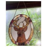 STAINED GLASS DEER SUN CATCHER, 14"