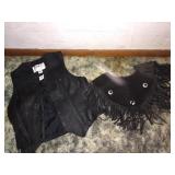 LEATHER VASE AND SUEDE VEST