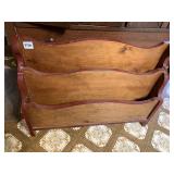 TWO-TIERED, SOLID WOOD, MAGAZINE RACK, 25X7X18