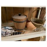 WOOD BARREL ICE BUCKET WITH ALUMINUM INSERT,